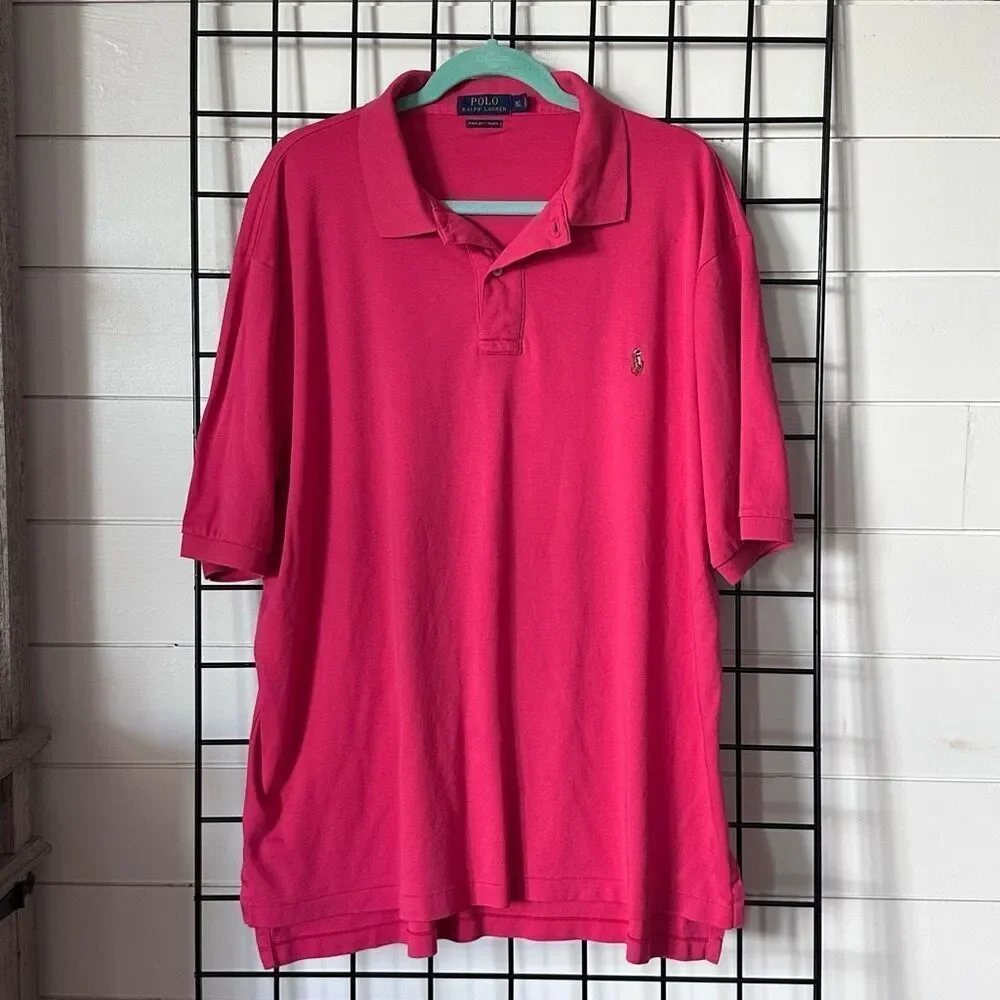 Polo Ralph Lauren Polo Shirt Mens XLT Pink Casual Coastal‎ Pima Cotton Tall